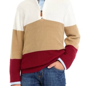 Crown & Ivy Boy''s Zip-Up Sweater - Red, Tan, White